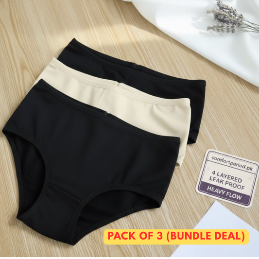 4 Layered Period Panties For Women (Pack of 3 Bundle)